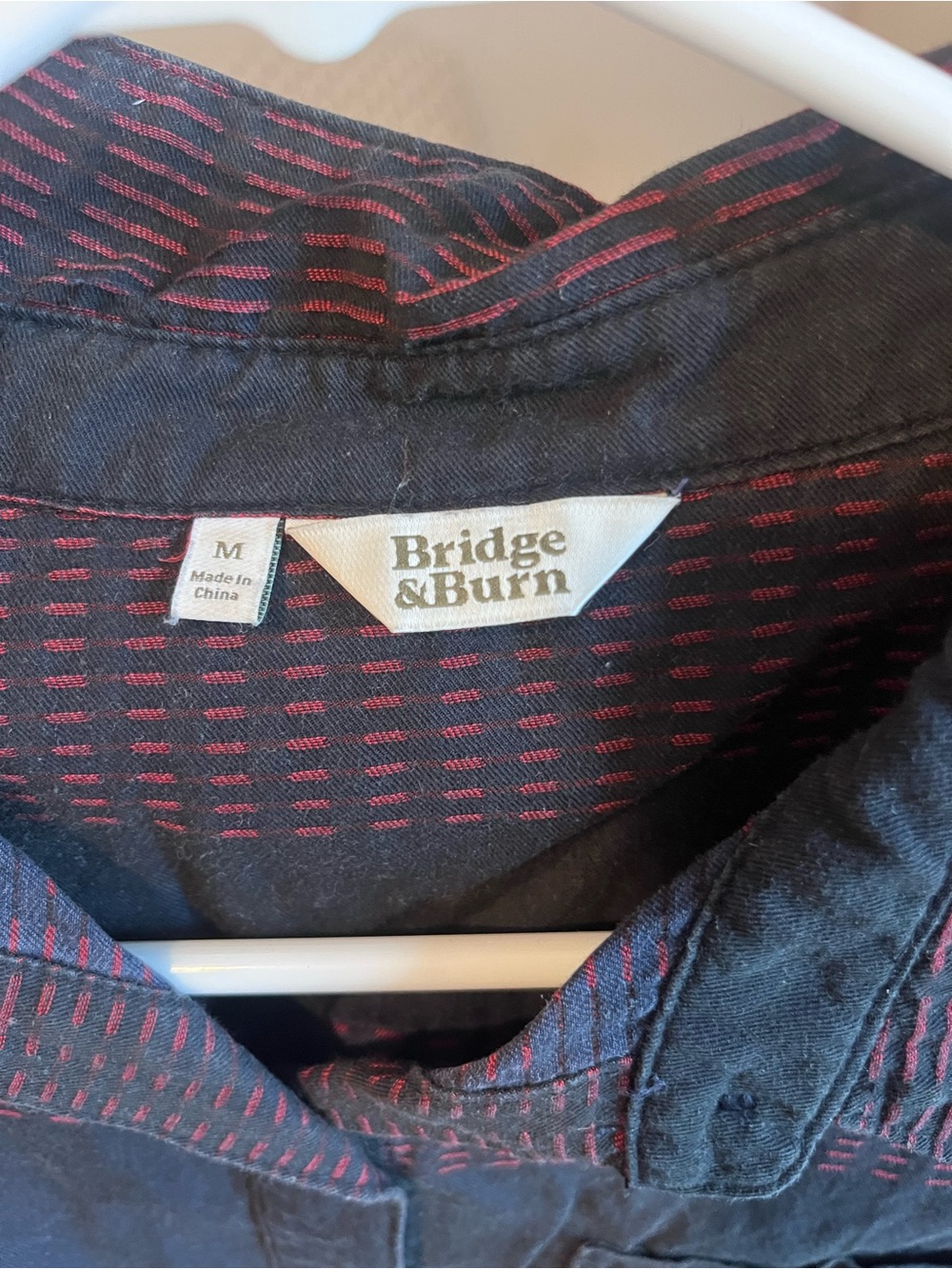 Bridge & Burn dark blue Button-Down Shirt with Red Dash Detail